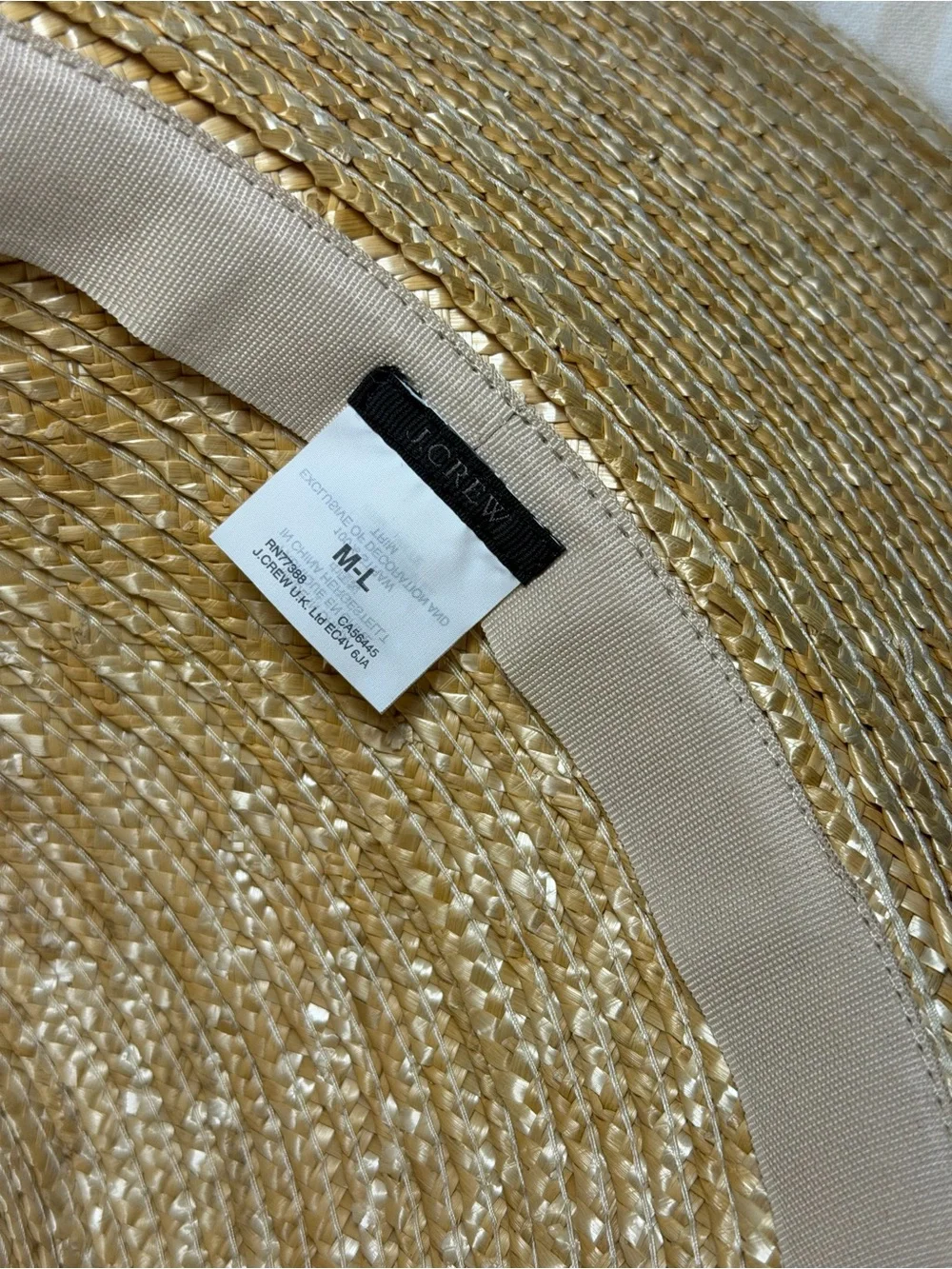 J Crew Flat Rim Hat with Black & White Band